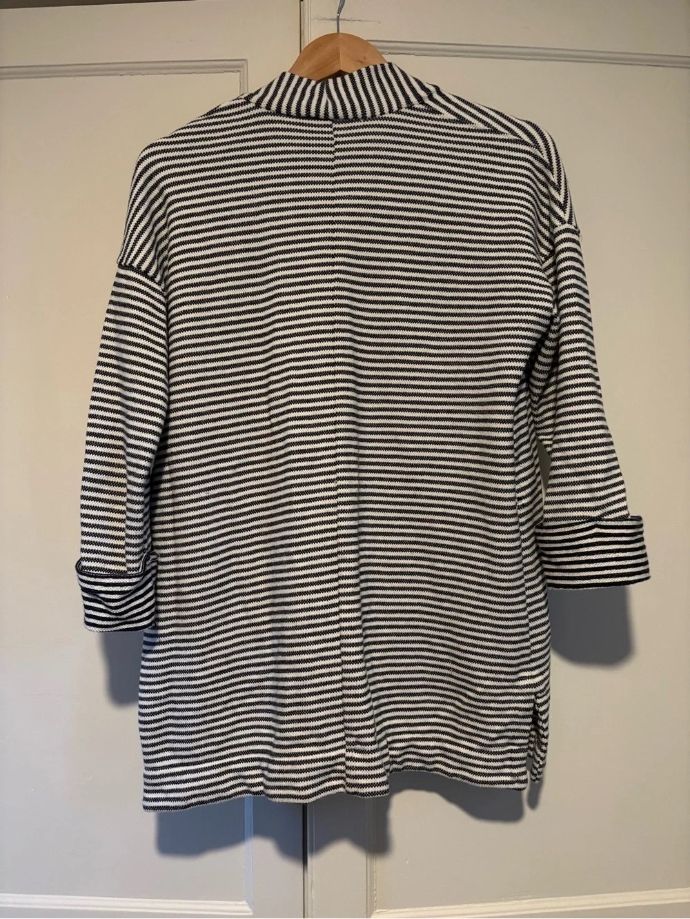 Loft Striped 3/4 Sleeve Cardigan Blazer